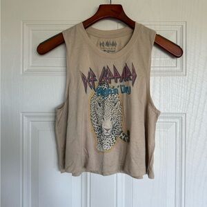 Def Leppard Cheetah Graphic Tank Top - Beige